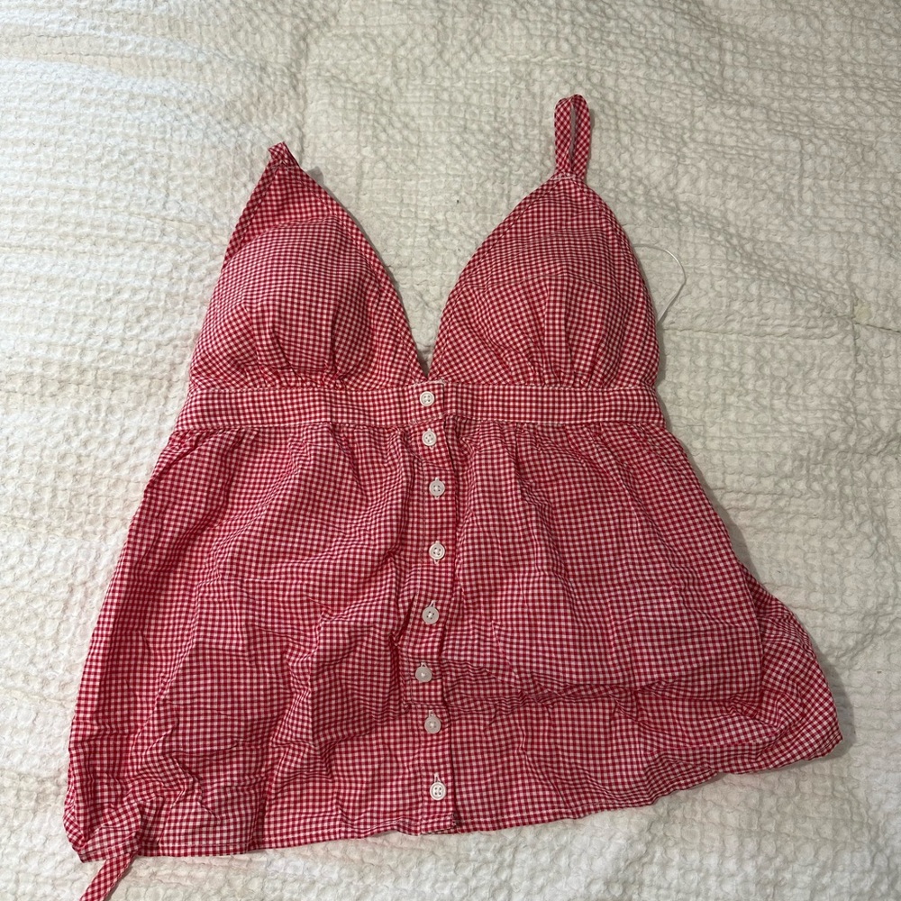 Hollister Red Gingham Halter Top - Picture 3 of 5